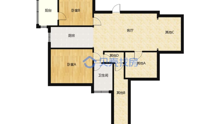 杨山名居精装修顶楼实用面积大3房 南北通透-户型图