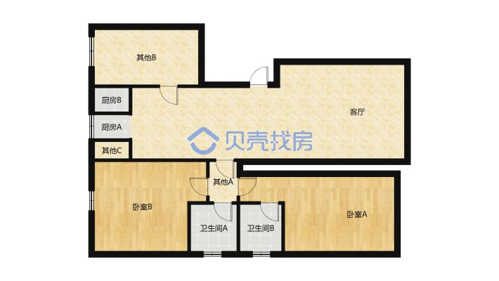 黄金水岸小区、精装短住、三室两卫、拎包入住-户型图