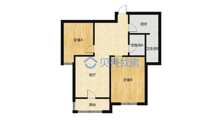 盛邦上海名邸 2室2厅 南-户型图