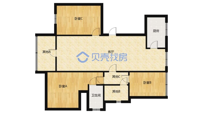 紫金名门南北通透家装带家具家电拎包入住-户型图