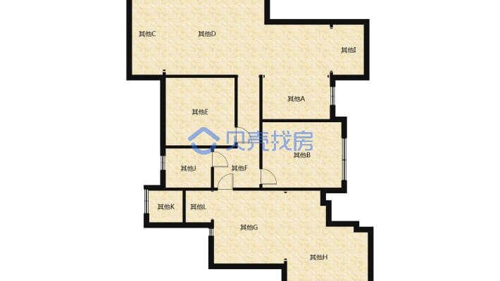 汇恒田湖湾小区，三房两厅两卫，毛坯房-户型图