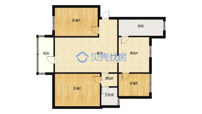 金色家园 3楼122平精 装三室客厅朝阳飞机户型带储藏间-户型图
