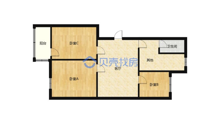 实用三室两厅，好楼层，简单装修-户型图
