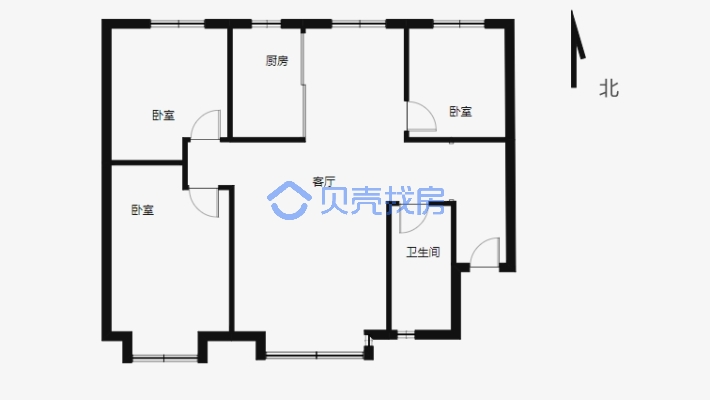 香缇美地 3室2厅 南 北-户型图