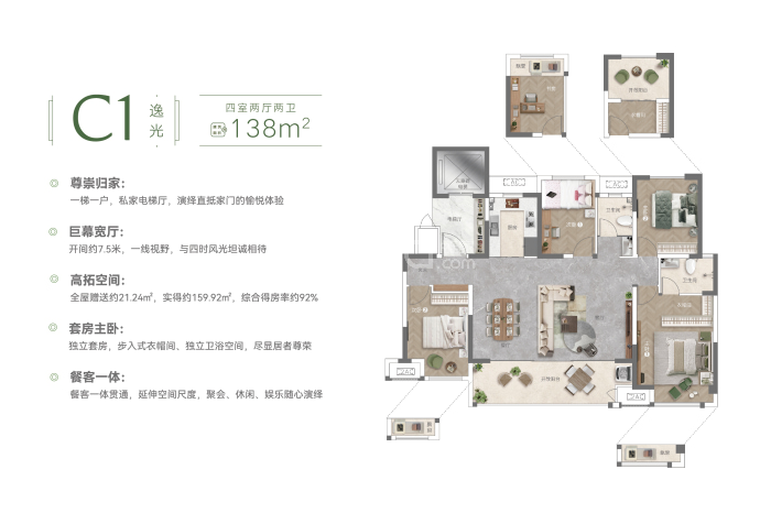 常绿·北宸上苑二期--建面 138m²