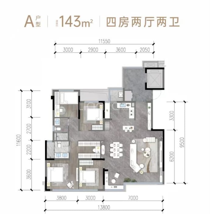 龙湖天澜--建面 143m²