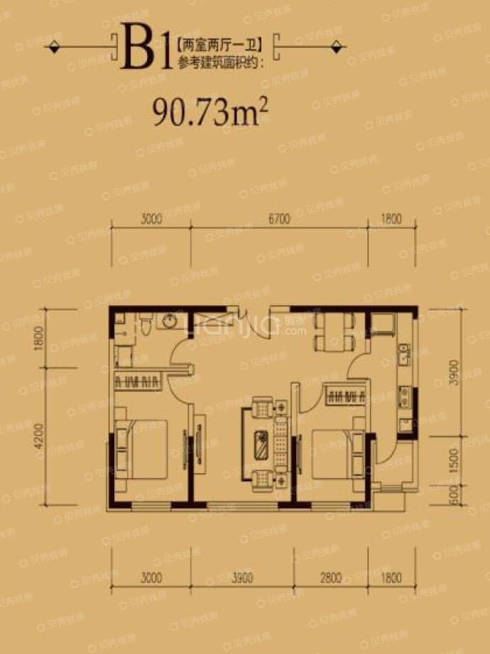 爱达·壹号--建面 90.73m²