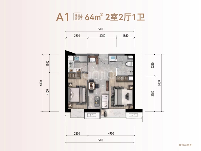 华润置地中山府--建面 64m²