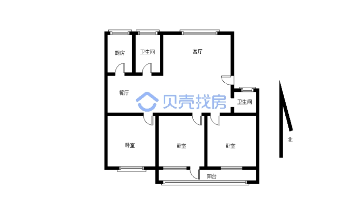 交通住宅小区  三室朝阳  户型方正  有证可以过户-户型图