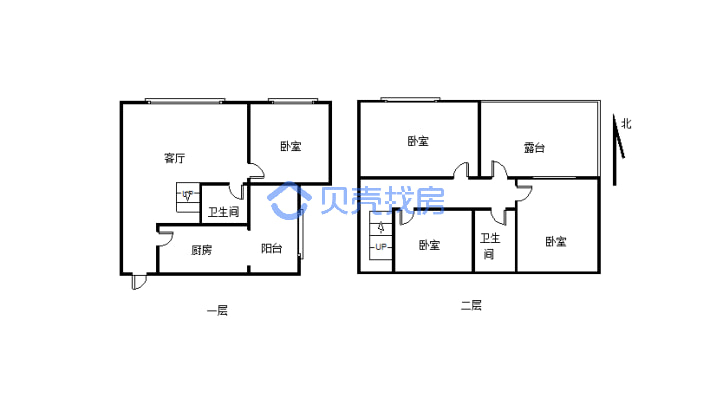 老城新华街清水跃层，四房双卫，-户型图