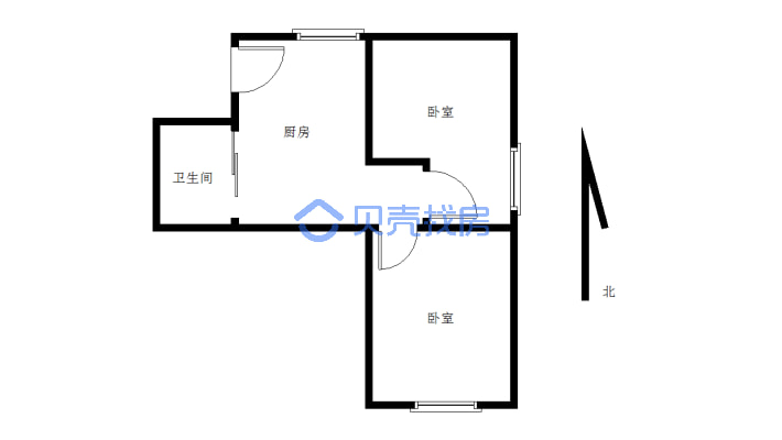 铁路医院，独立卫生间，小面积房源，楼层好南北通透，-户型图