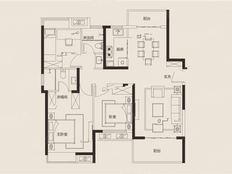 新力君悦湾3室2厅2卫户型图