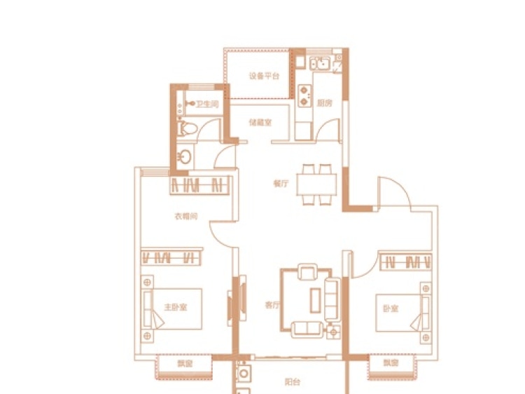 奥园誉峯楼盘】三居室户型图|3室2厅1厨1卫建面 110m05房型图-合肥