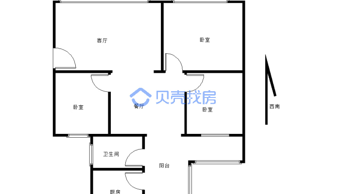 交通局宿舍 3室2厅 东-户型图