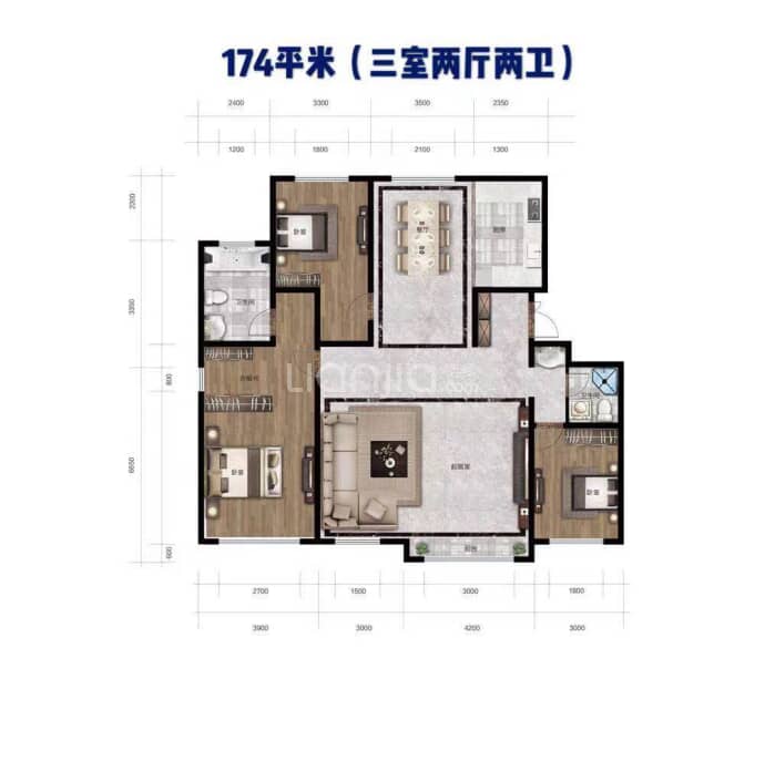 正大华庭--建面 174m²