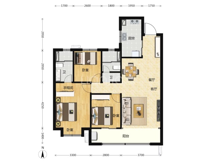 招商时代主场--建面 117m²