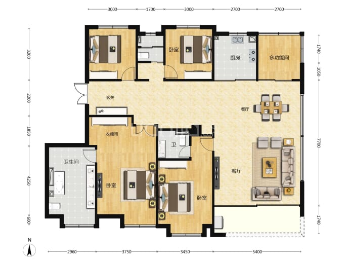 建发朗云5室2厅3卫户型图