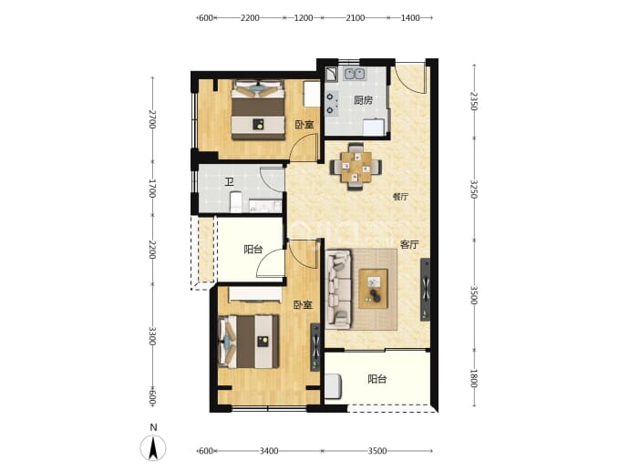 深业喜悦城--建面 82.68m²