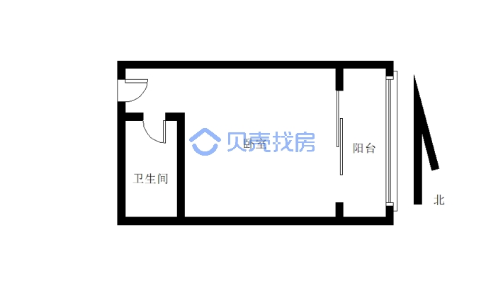 香檀山精装一室中间楼层交通方便-户型图