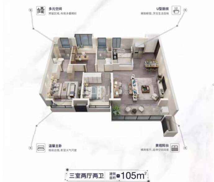 万科未来城--建面 105m²