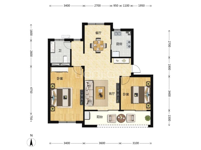 溪上锦棠--建面 95m²