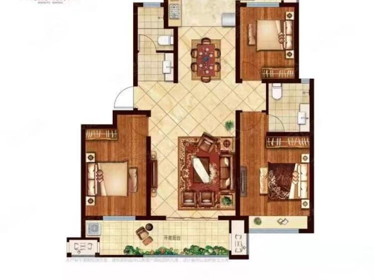 万德福园3室2厅2卫户型图