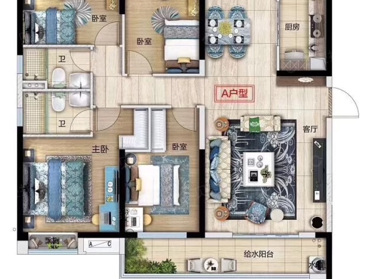 碧桂园云玺4室2厅2卫户型图