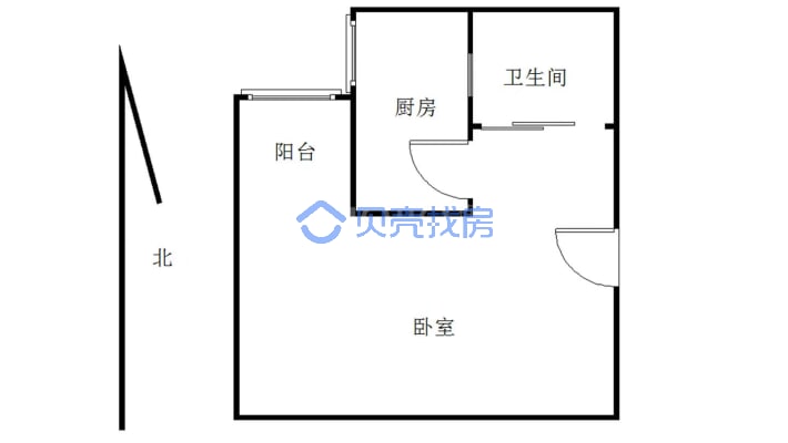 新华国际42平1室1厅1厨1卫 精装拎包入住 有证-户型图
