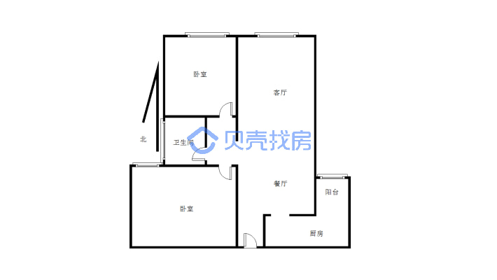 长虹东城时代 2室2厅 南-户型图