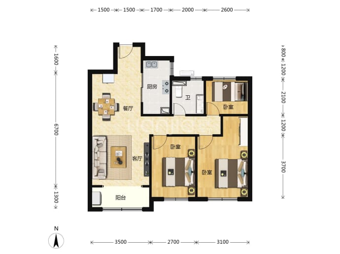 恒扬·公园8号--建面 101m²