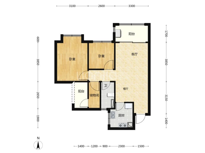 坚美园--建面 76m²