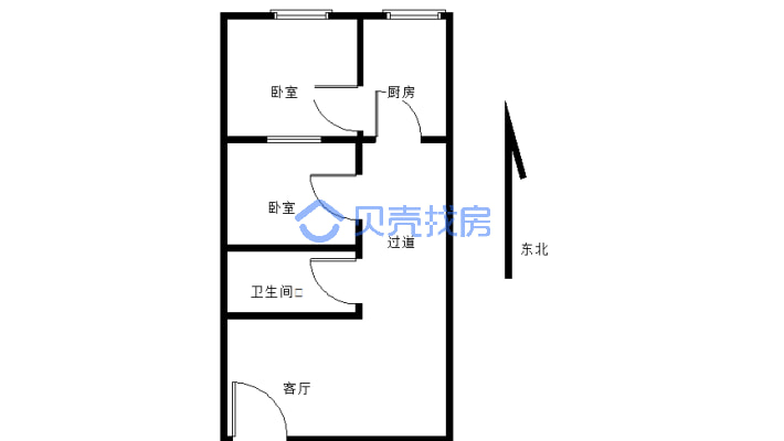 上江北舒适两室，总价20多万 过度无压力-户型图