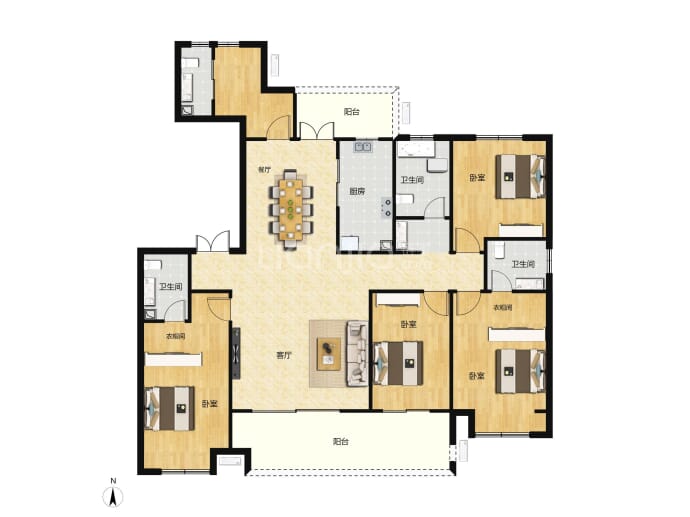 铁建投综开·观澜赋5室2厅4卫户型图