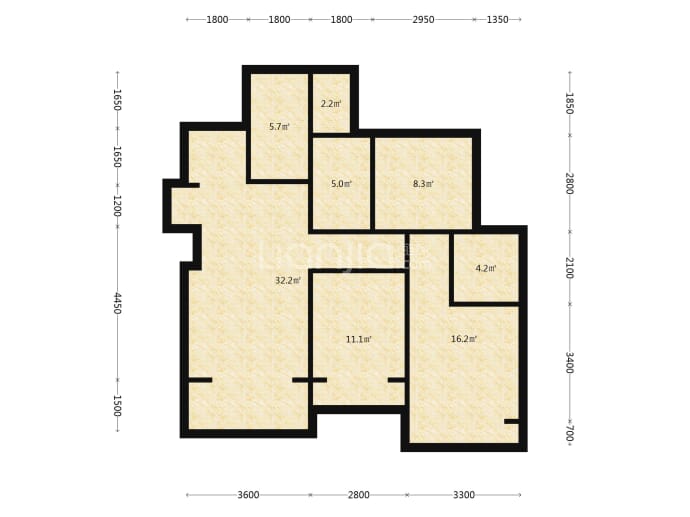 天投公园翠屿3室2厅2卫户型图