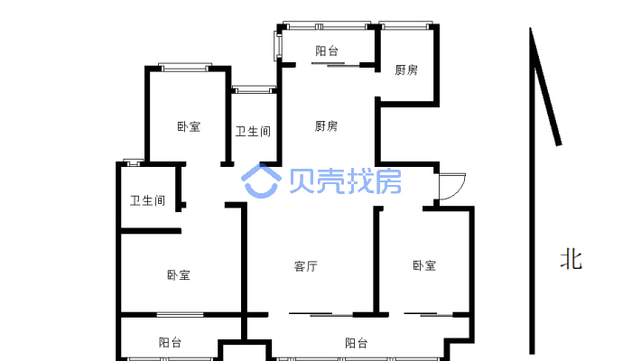 建业江山汇 3室2厅 东-户型图