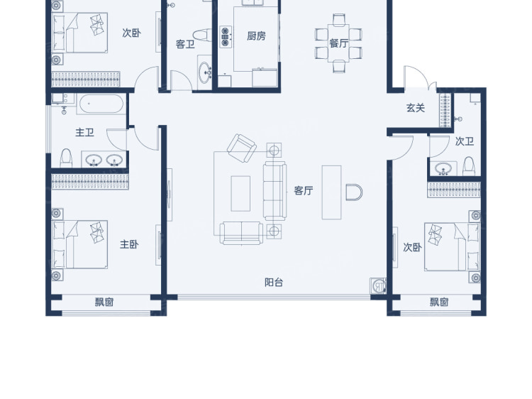 银河湾4室2厅3卫户型图