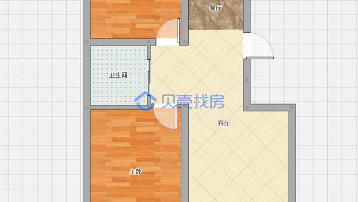 X区89平米五层H户型，卧室飘窗带小房-户型图