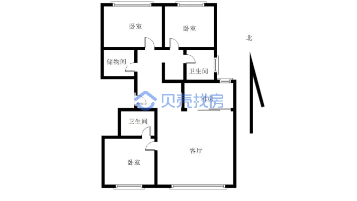 中天·悦府如园 前排位置 明厅三室双卫 采光好-户型图