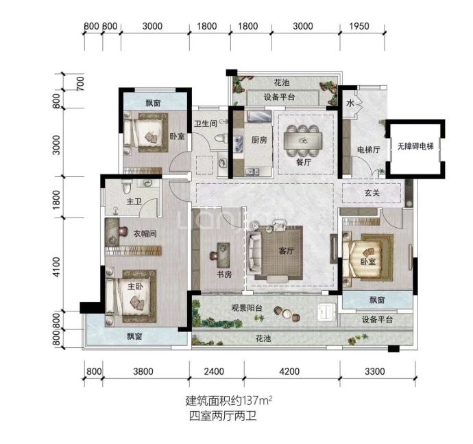 浙商长安首府4室2厅2卫户型图