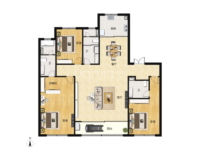 翔凯上城虞园--建面 182m²