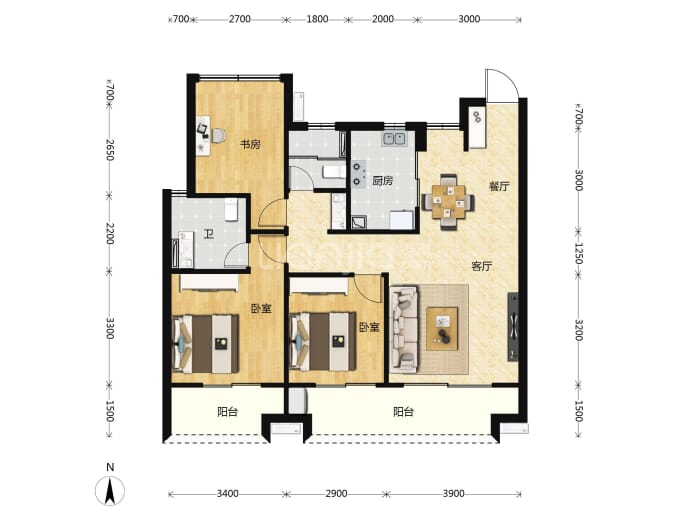 万科四季都会--建面 107m²