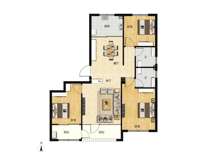 翔凯上城虞园--建面 125.1m²