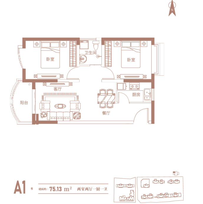 腾威城--建面 75.13m²