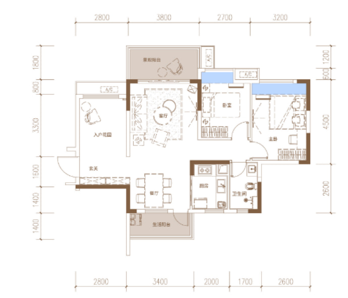 翔顺新成花园--建面 89.44m²