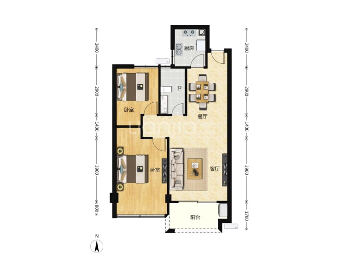 华坚心海园--建面 83m²