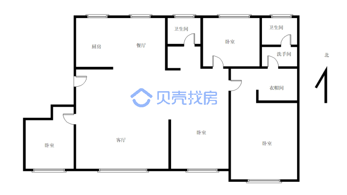 悦龙，府6楼，173平，精装修，明室明厅，4室2卫-户型图