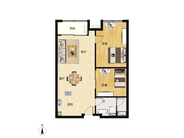 汇邦名都花园二居室户型图大全-北京汇邦名都花园二居室房型图-平面