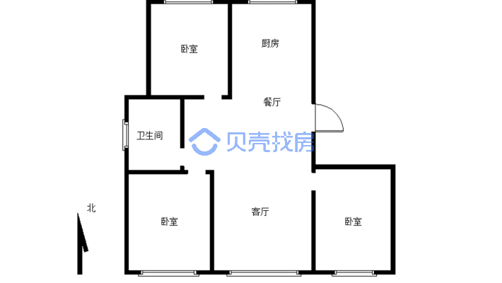 飞机户型，西边户，每个房间都有窗户-户型图