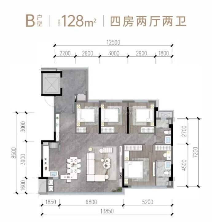 龙湖天澜--建面 128m²