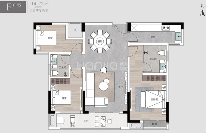 锦绣三湾--建面 119.72m²